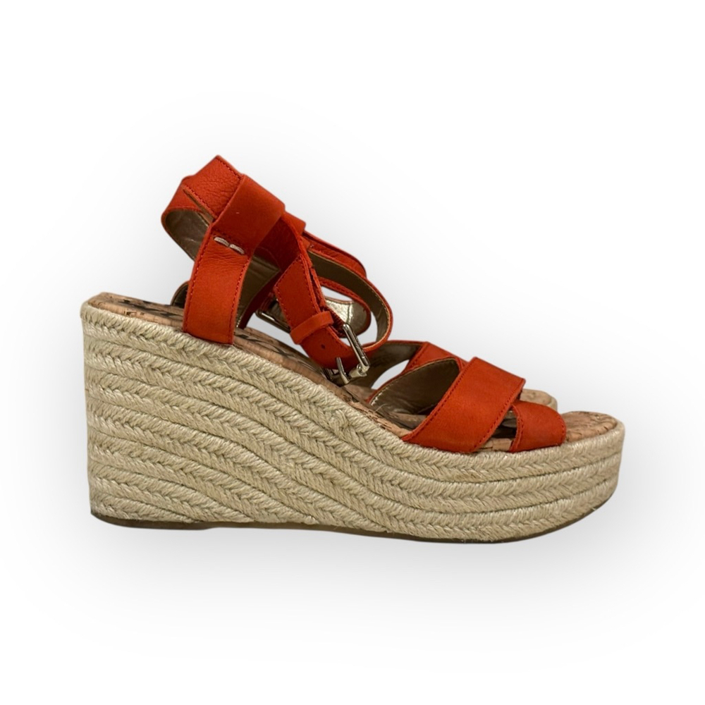 Sam Edelman Women’s Destin Orange Espadrille Wedge Strappy Sandals Size 9​ - Picture 3 of 8